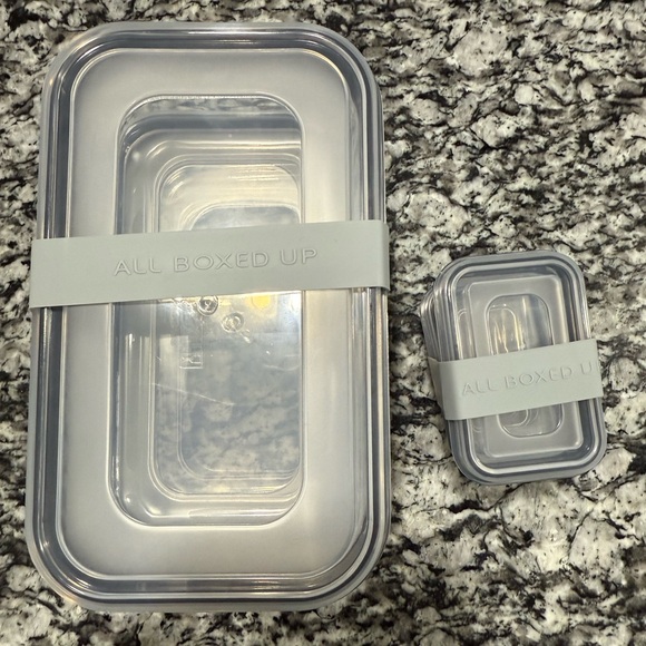 4 pc All Boxed Up plastic lunch containers with elastic bands - Picture 1 of 3